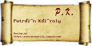 Petrán Károly névjegykártya